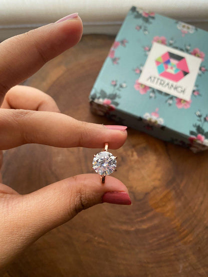 3 Carat Classic Round Solitaire Ring - Attrangi