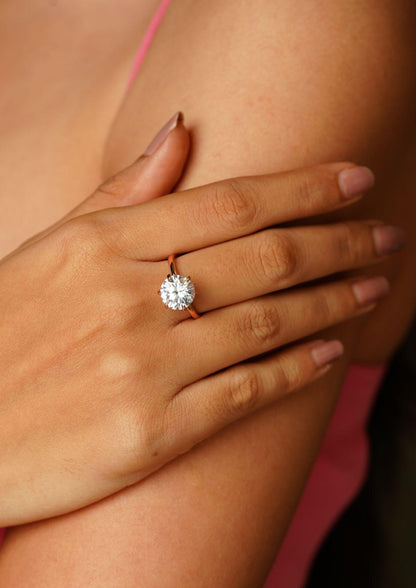 3 Carat Classic Round Solitaire Ring - Attrangi
