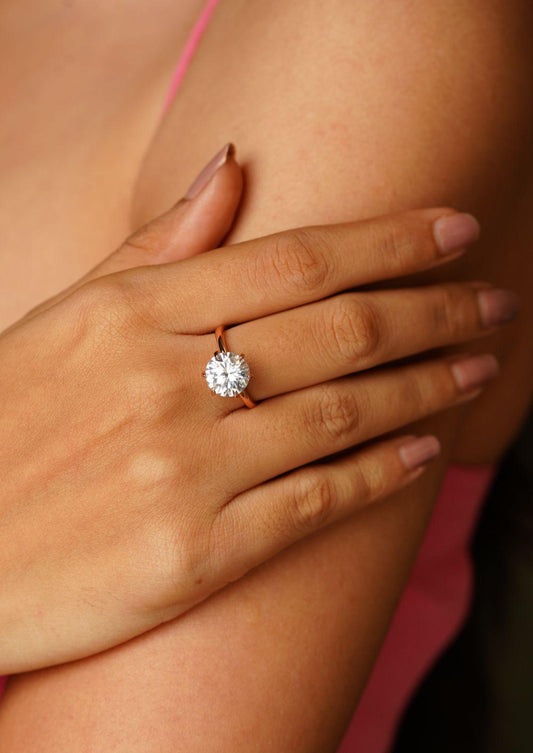 3 Carat Classic Round Solitaire Ring - Attrangi