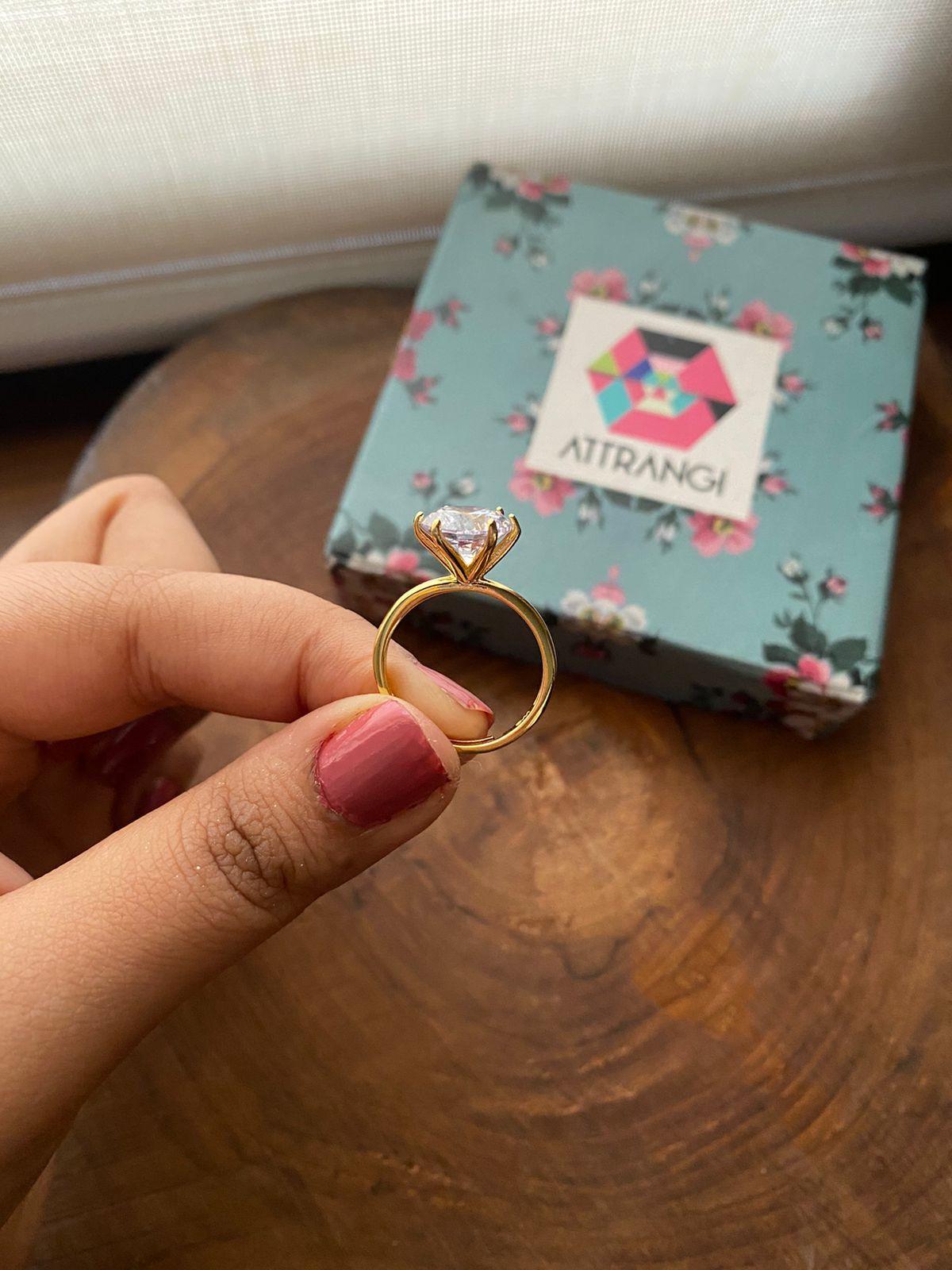 3 Carat Classic Round Solitaire Ring - Attrangi