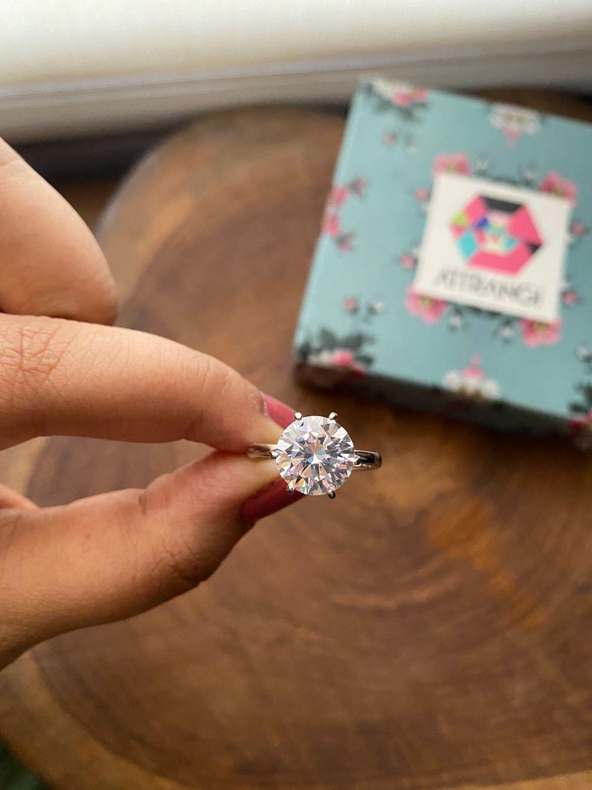 3 Carat Classic Round Solitaire Ring - Attrangi