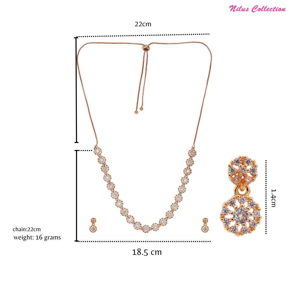 Rose Gold Plated AD Stone Jewelry Set for Women | Special Occasions, Wedding, Engagement, Dating | Anti Tarnish | Gift for Her