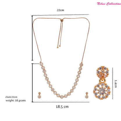 Rose Gold Plated AD Stone Jewelry Set for Women | Special Occasions, Wedding, Engagement, Dating | Anti Tarnish | Gift for Her