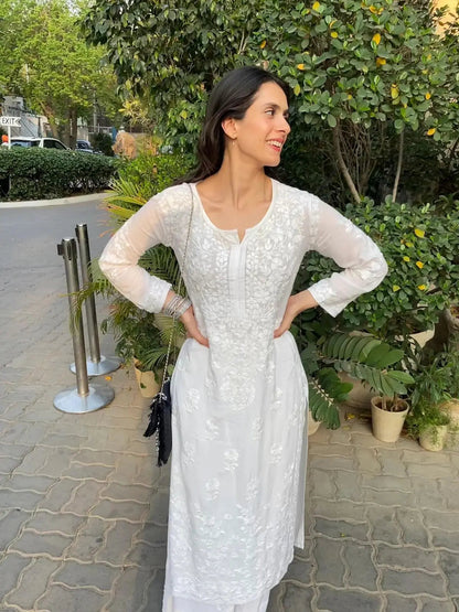 Muslin Thread Embroidery work Kurti Palazzo Set - Premium  from Ethenika.com - Just INR 2190! Shop now at Ethenika.com 