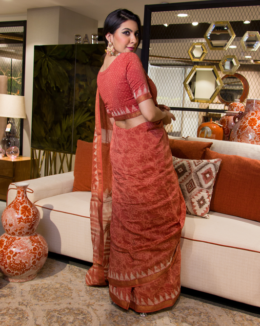 Yasmin Handblock Chanderi Silk Saree