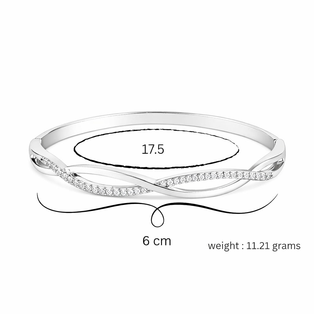 Silver Plated Kada Bracelet with American Diamond