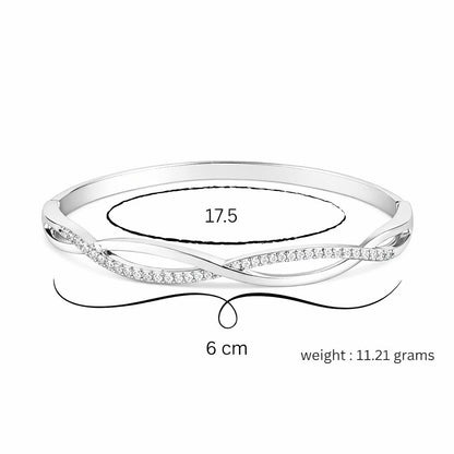 Silver Plated Kada Bracelet with American Diamond