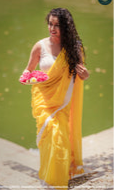 Sunlit Bloom: Yellow Mul Cotton Saree With Crochet Border