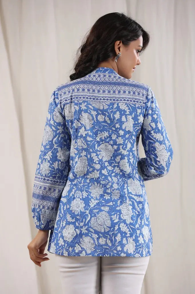 Women Mandarin Collar Cotton Top