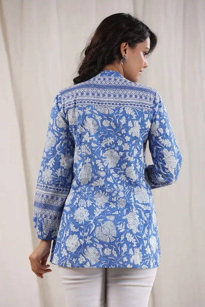 Women Mandarin Collar Cotton Top