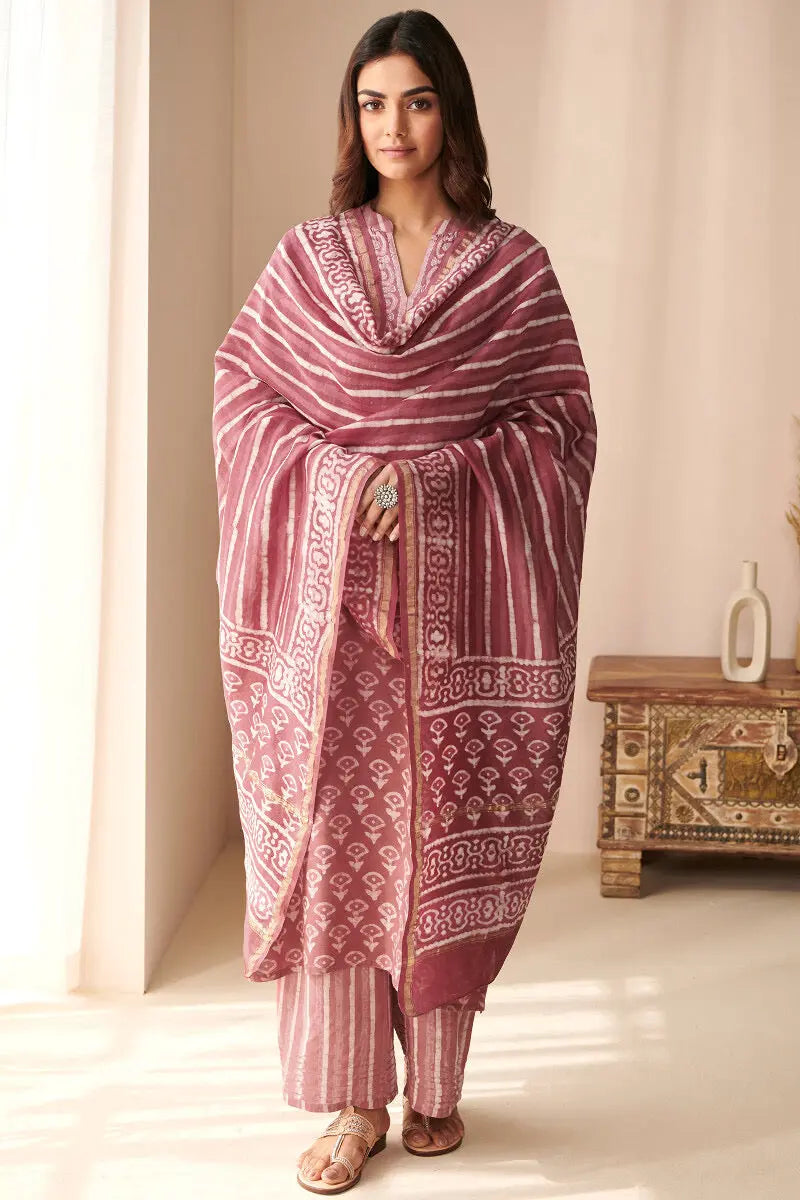 Moti Work Block Print work Kurti Pant Dupatta Set for Summer - Premium  from Ethenika.com - Just INR 2190! Shop now at Ethenika.com 