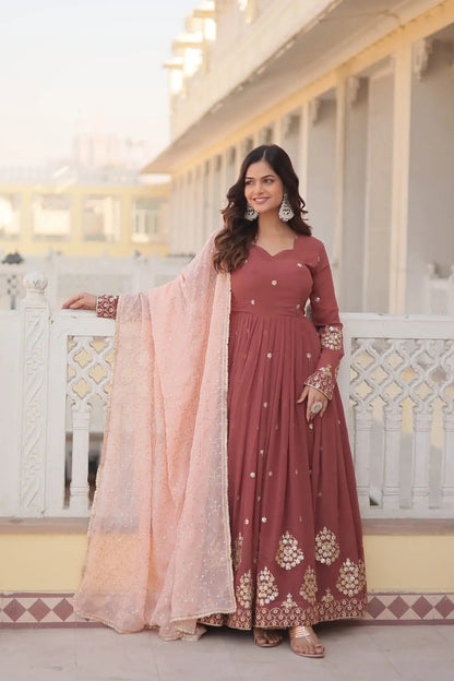 Faux Georgette Zari Thread Sequence Flair work Dress - Premium  from Ethenika.com - Just INR 2990! Shop now at Ethenika.com 