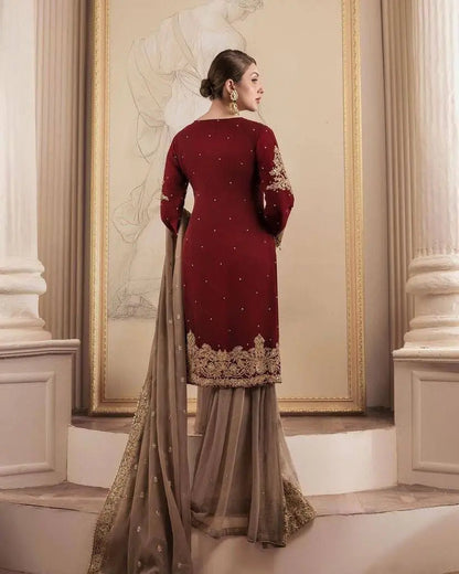 Georgette Sequence work Party Wear Kurti Sharara Dupatta Set - Premium  from Ethenika.com - Just INR 2990! Shop now at Ethenika.com 