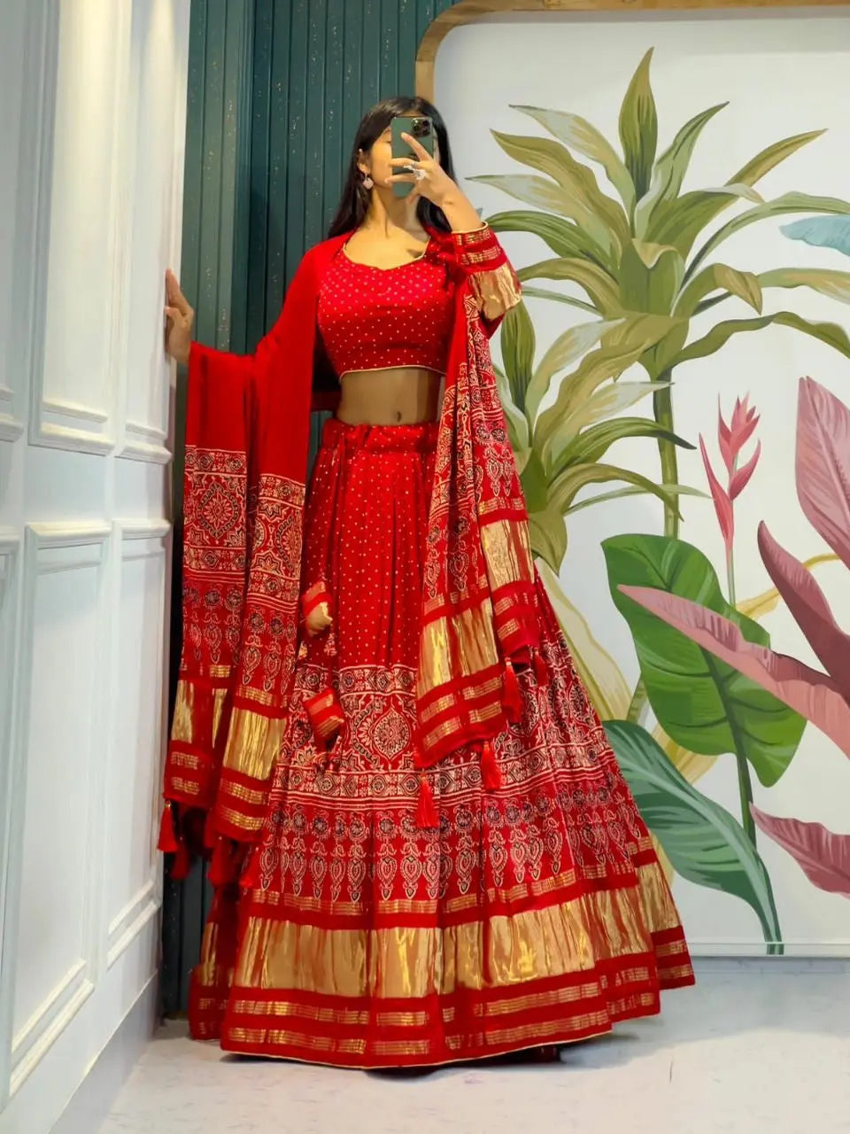 Modal Authentic Hand Blocked Ajrakh work Navratri Special Chaniya Choli - Premium  from Ethenika.com - Just INR 6990! Shop now at Ethenika.com 