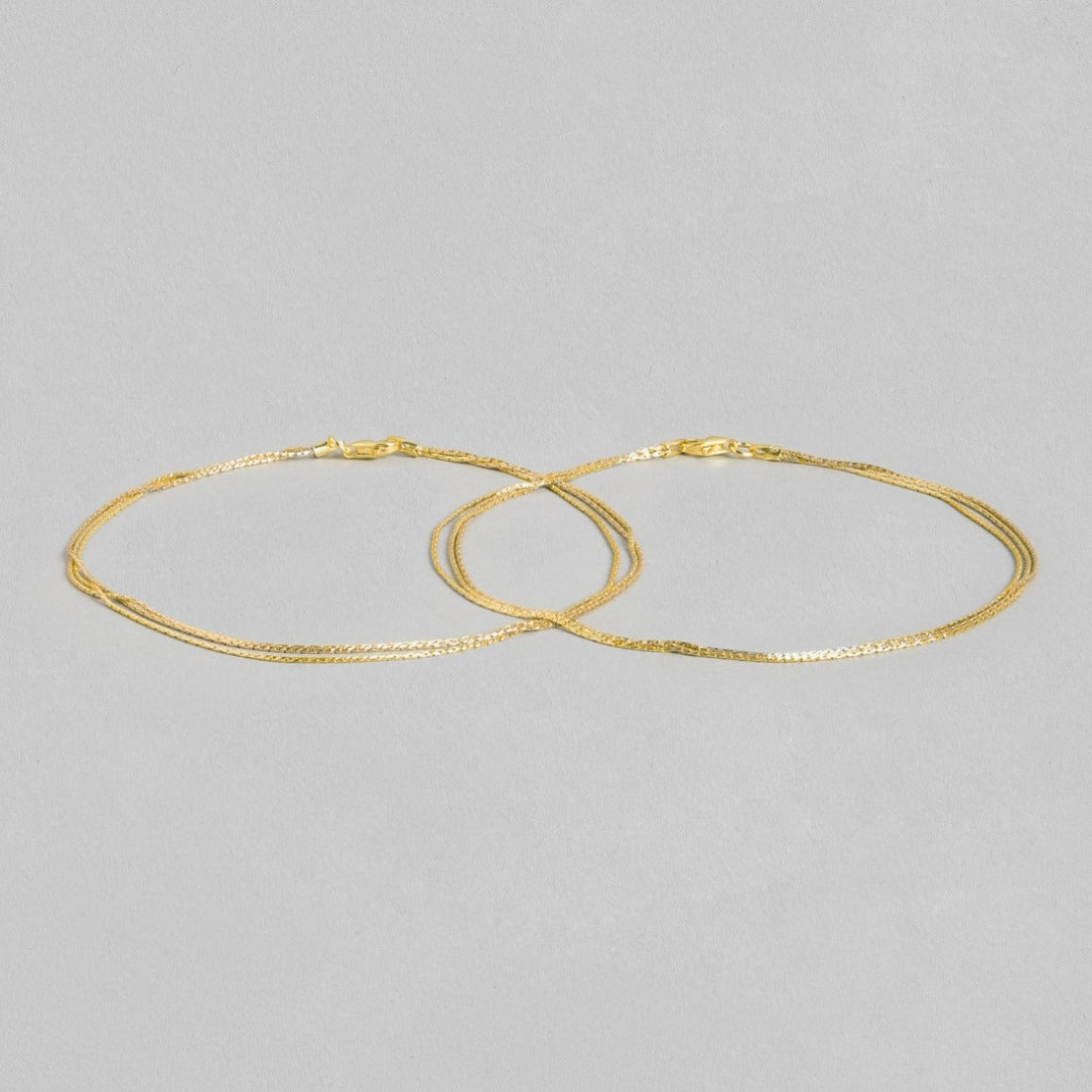 Two overlapping gold-plated 925 Sterling Silver chain anklets, elegant jewelry for women – Zavya