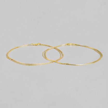 Two overlapping gold-plated 925 Sterling Silver chain anklets, elegant jewelry for women – Zavya