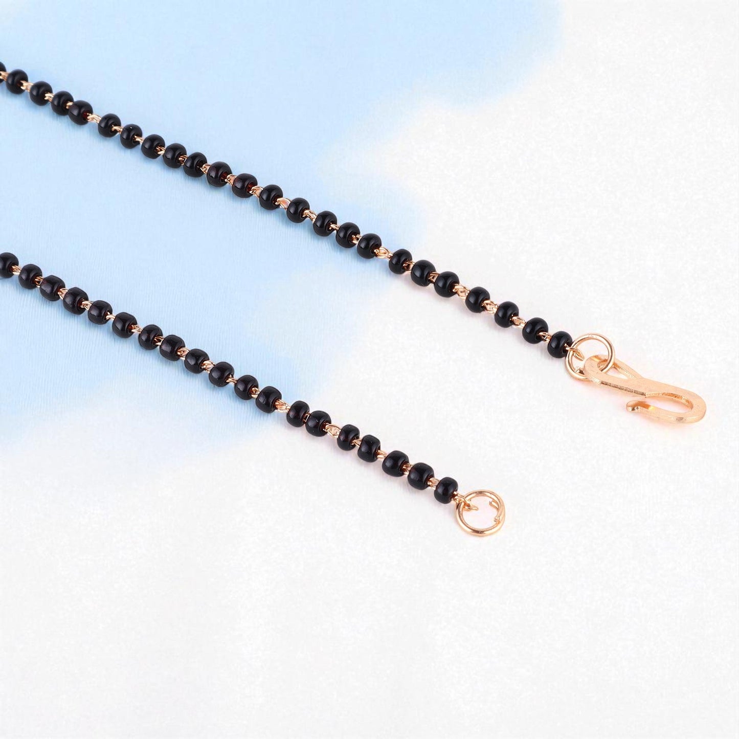 Rose Gold Plated Mangalsutra with Black Beads for Women