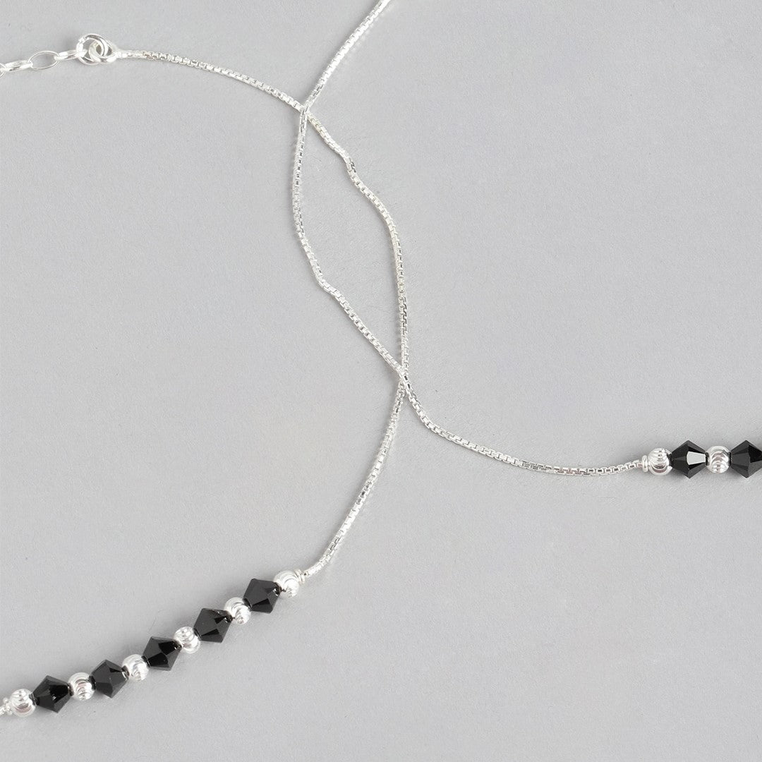 Graceful Whispers Rhodium-Plated 925 Sterling Silver Anklet Gift Hamper for Sister
