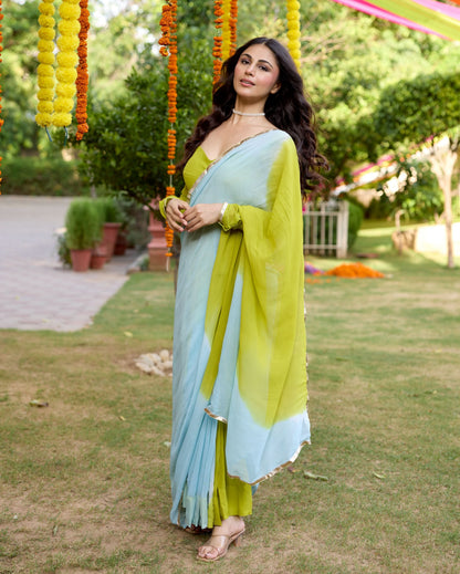 Punya Multi Tie Dye Georgette Pre Draped Saree