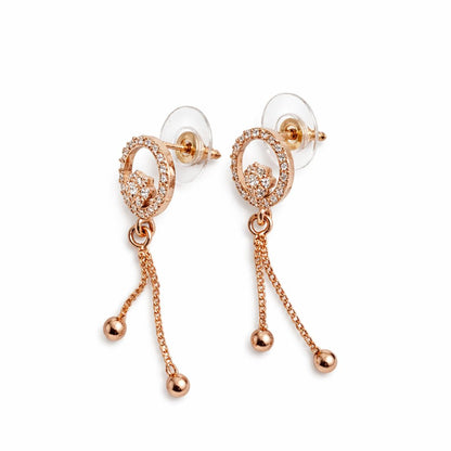 Rose Gold Plated American Diamond Drop Earrings for Women And Girls