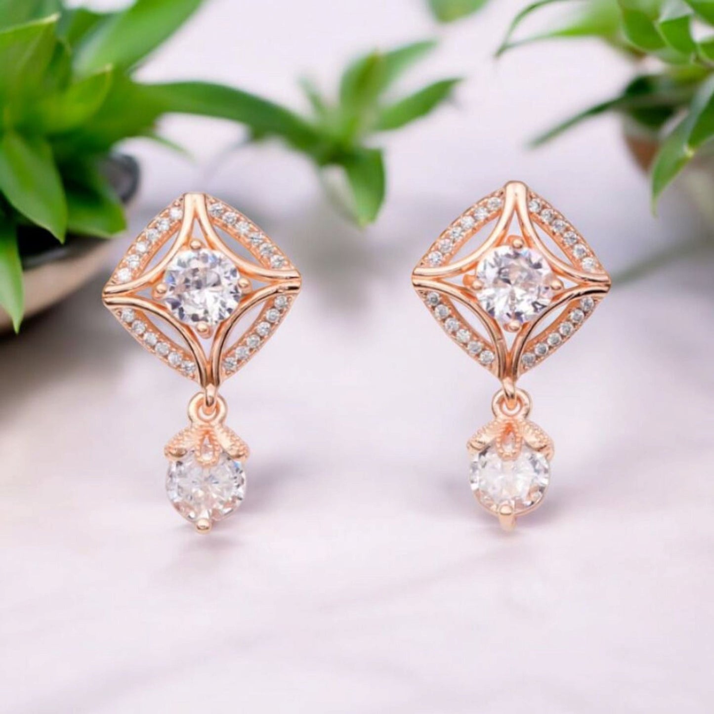 18k Rose Gold PlatedDrop Earrings Women & Girls