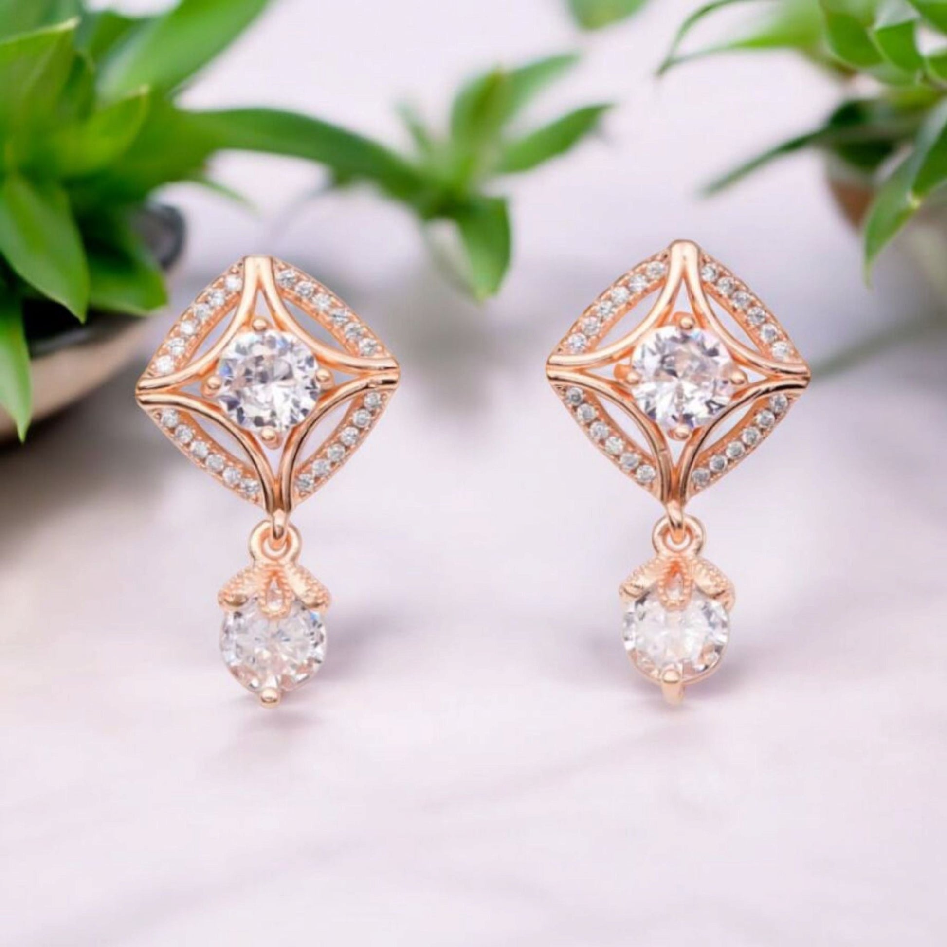 18k Rose Gold PlatedDrop Earrings Women & Girls
