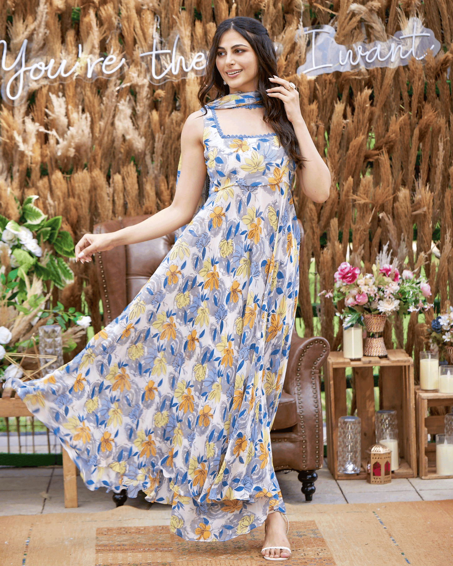 Zohan White Printed Georgette Suit Set