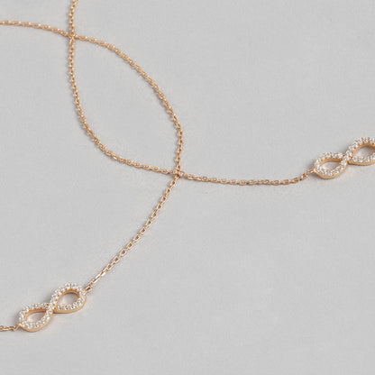 Infinity Rose Gold Plated CZ 925 Sterling Silver Anklet