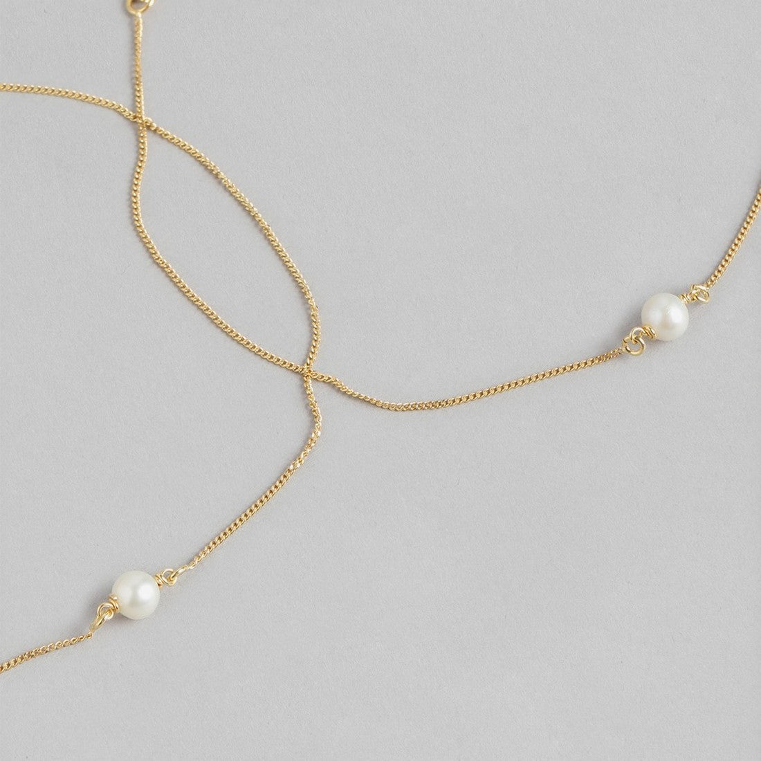 Gold-Plated & Pearl 925 Sterling Silver Chained Anklet