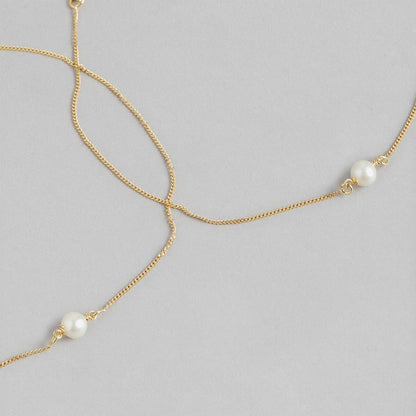 Gold-Plated & Pearl 925 Sterling Silver Chained Anklet