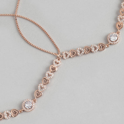 Heart Cubic Zirconia Rose Gold Plated 925 Sterling Silver Anklet