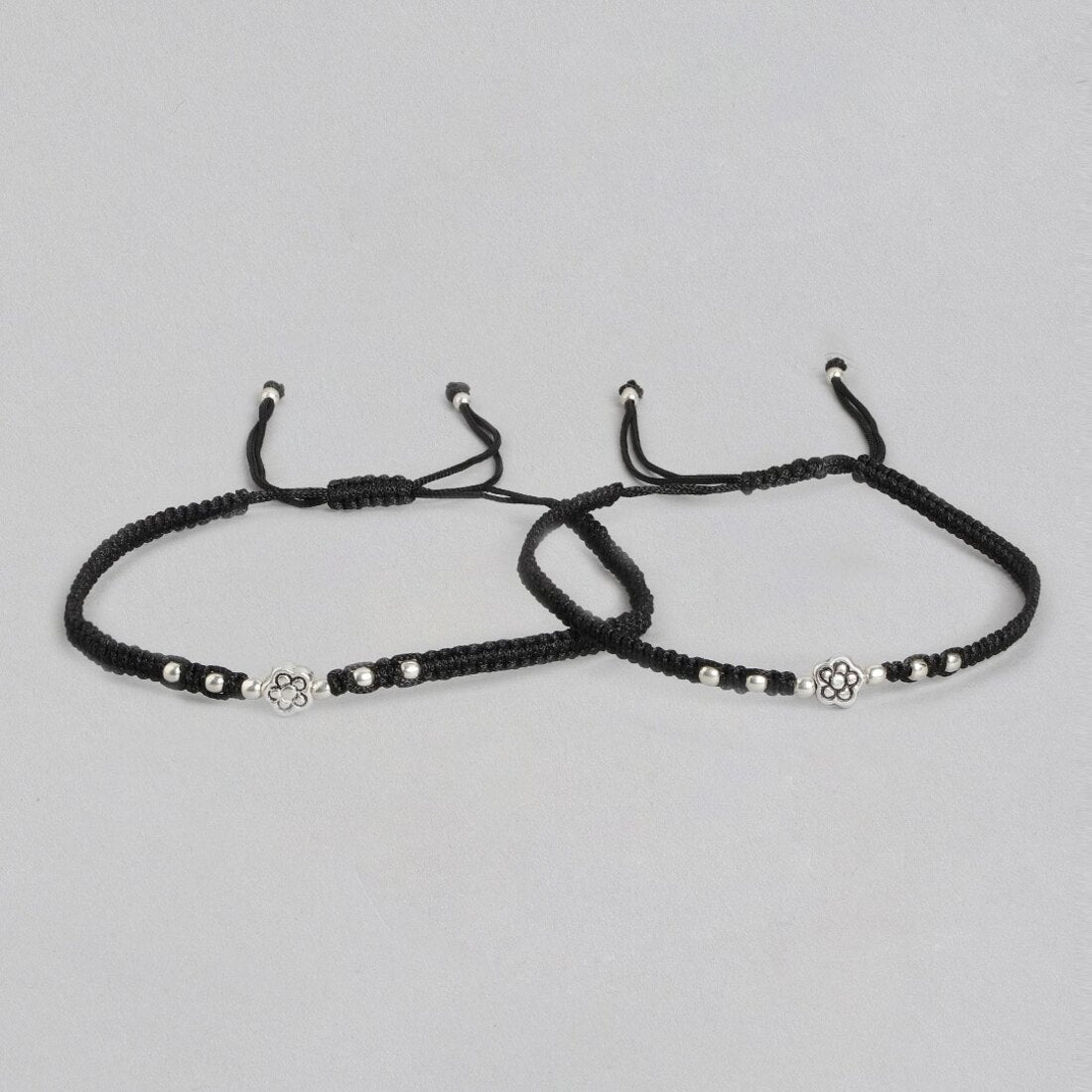 Unifloral Rhodium Plated 925 Sterling Silver Thread Anklet