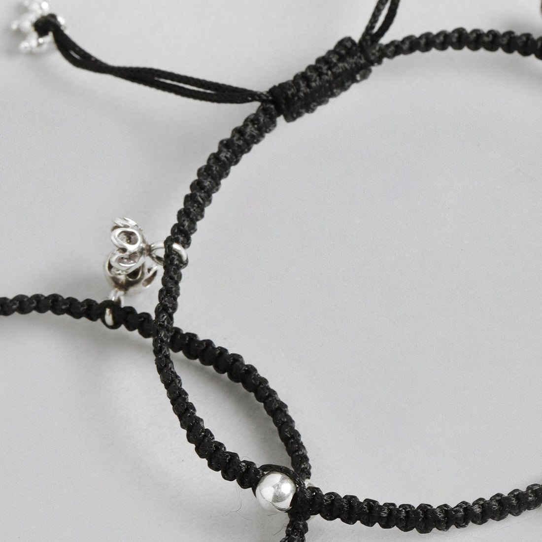 Floral Elegance 925 Sterling Silver Rhodium-Plated Anklet