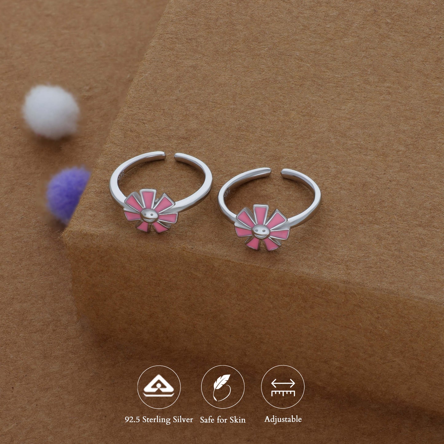 Floret Adjustable 925 Silver Fancy Toering
