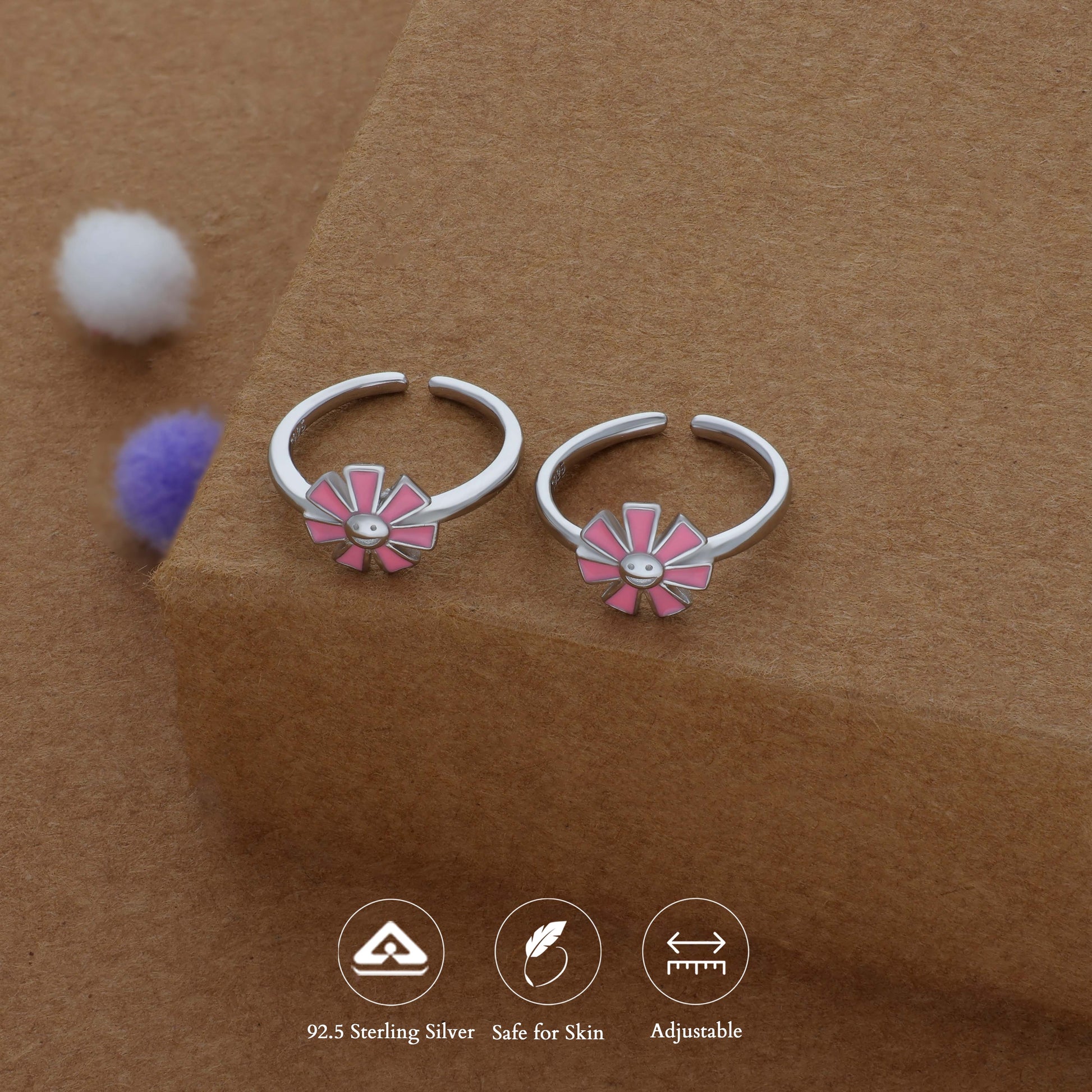 Floret Adjustable 925 Silver Fancy Toering
