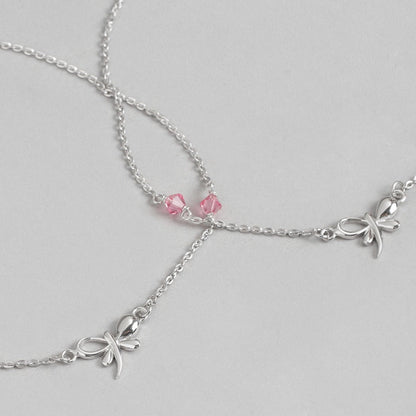 925 Sterling Silver butterfly anklet for women with pink stones. Elegant silver jewellery – Zavya