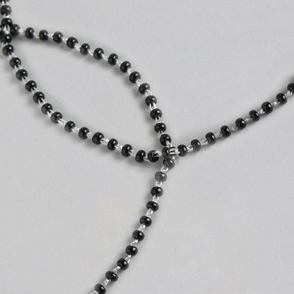 Women's 925 Sterling Silver anklet featuring delicate black beads on a fine silver chain – Zavya
