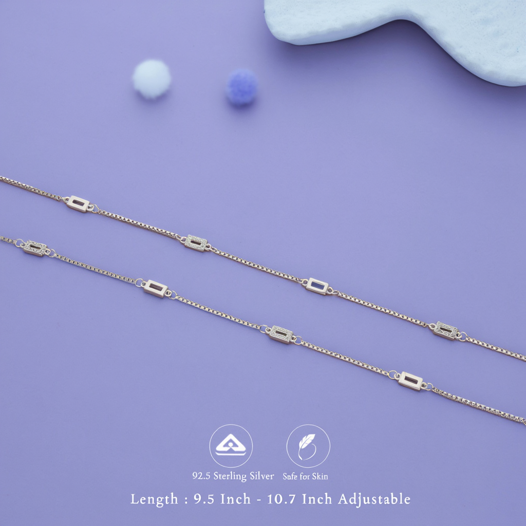 Multi-Geometric 925 Silver Anklet
