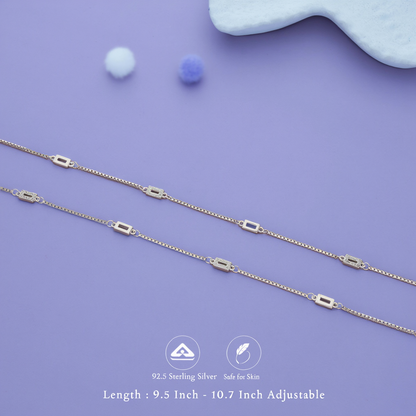 Multi-Geometric 925 Silver Anklet