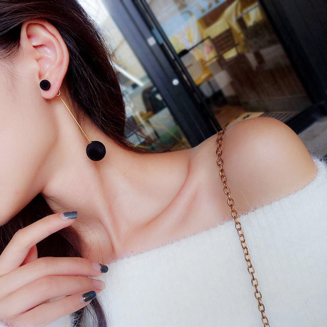 Detachable Plush Ball Korean Style Earrings for Women, Velvet Round Long Tassle Dangle Drop Earrings for Women