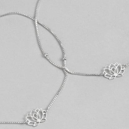 Women's 925 Sterling Silver anklets featuring delicate lotus flower charms on a silver chain – Zavya