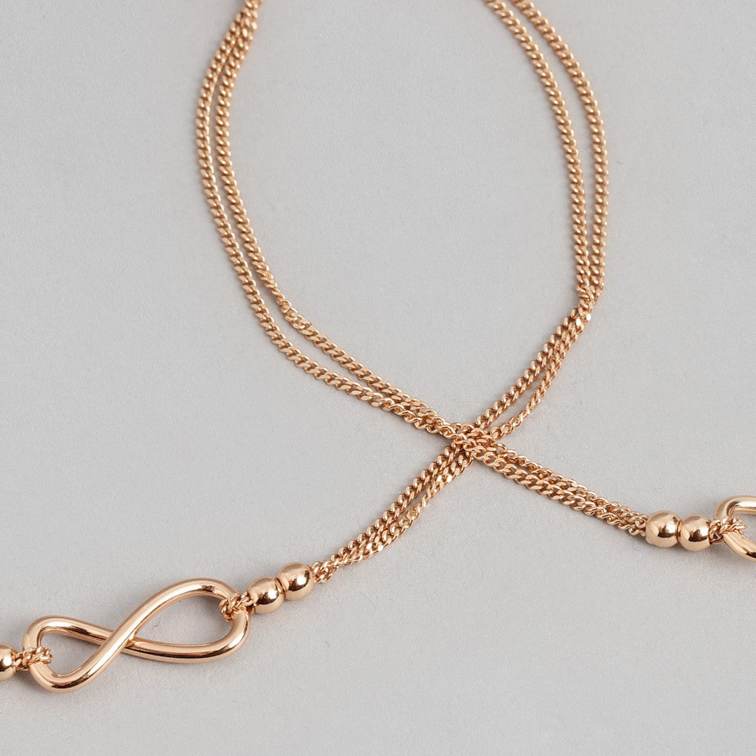 Rose Gold Eternity Duet 925 Sterling Silver Infinity Chain Anklet