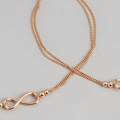 Rose Gold Eternity Duet 925 Sterling Silver Infinity Chain Anklet