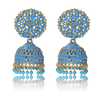 Ethnic Oxidised Jhumka Earring, Long Hangings Traditional Alloy Jhumki Earrings for Women & Girls
