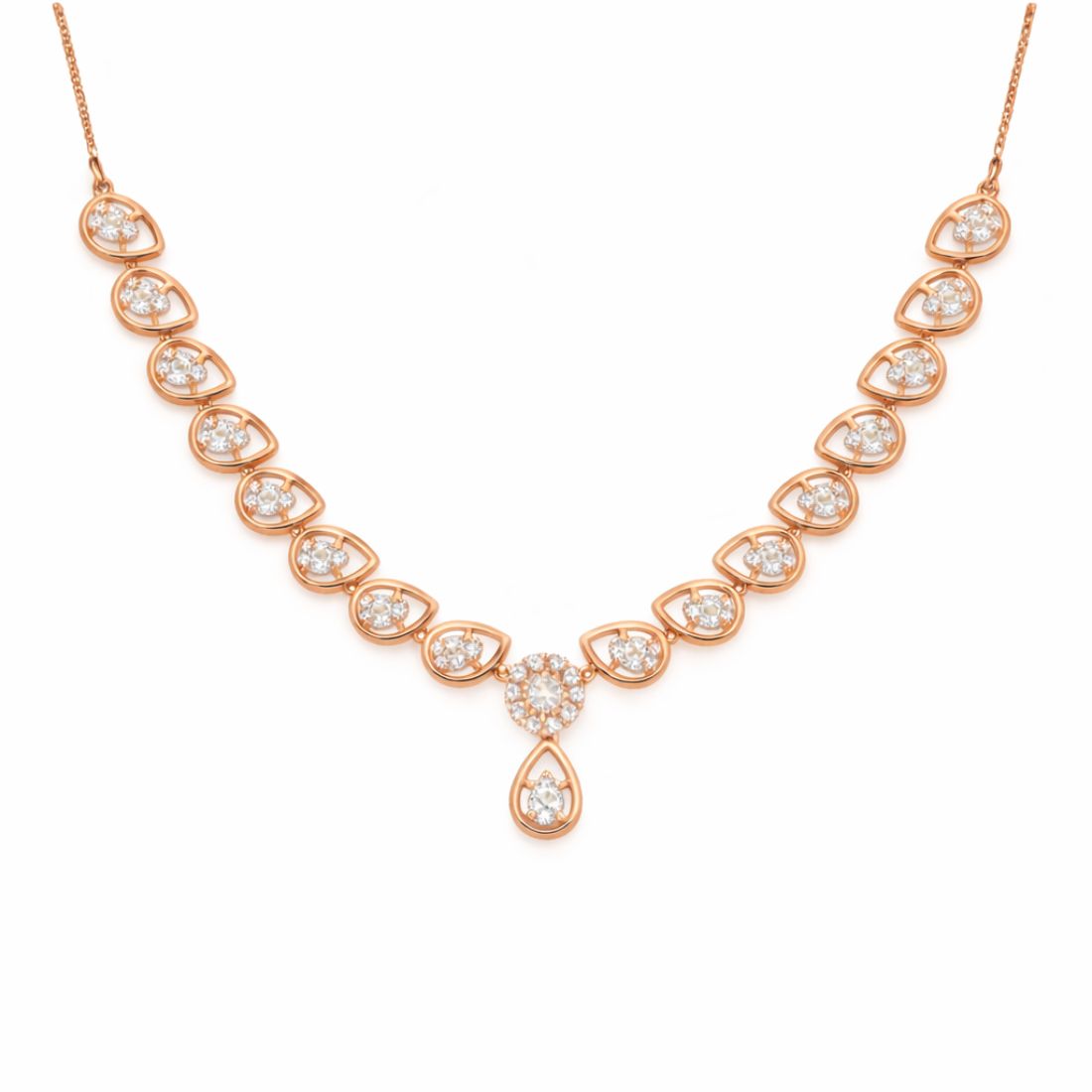 Rose Gold Plated Necklace With Matching Earrings