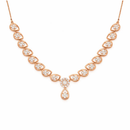 Rose Gold Plated Necklace With Matching Earrings