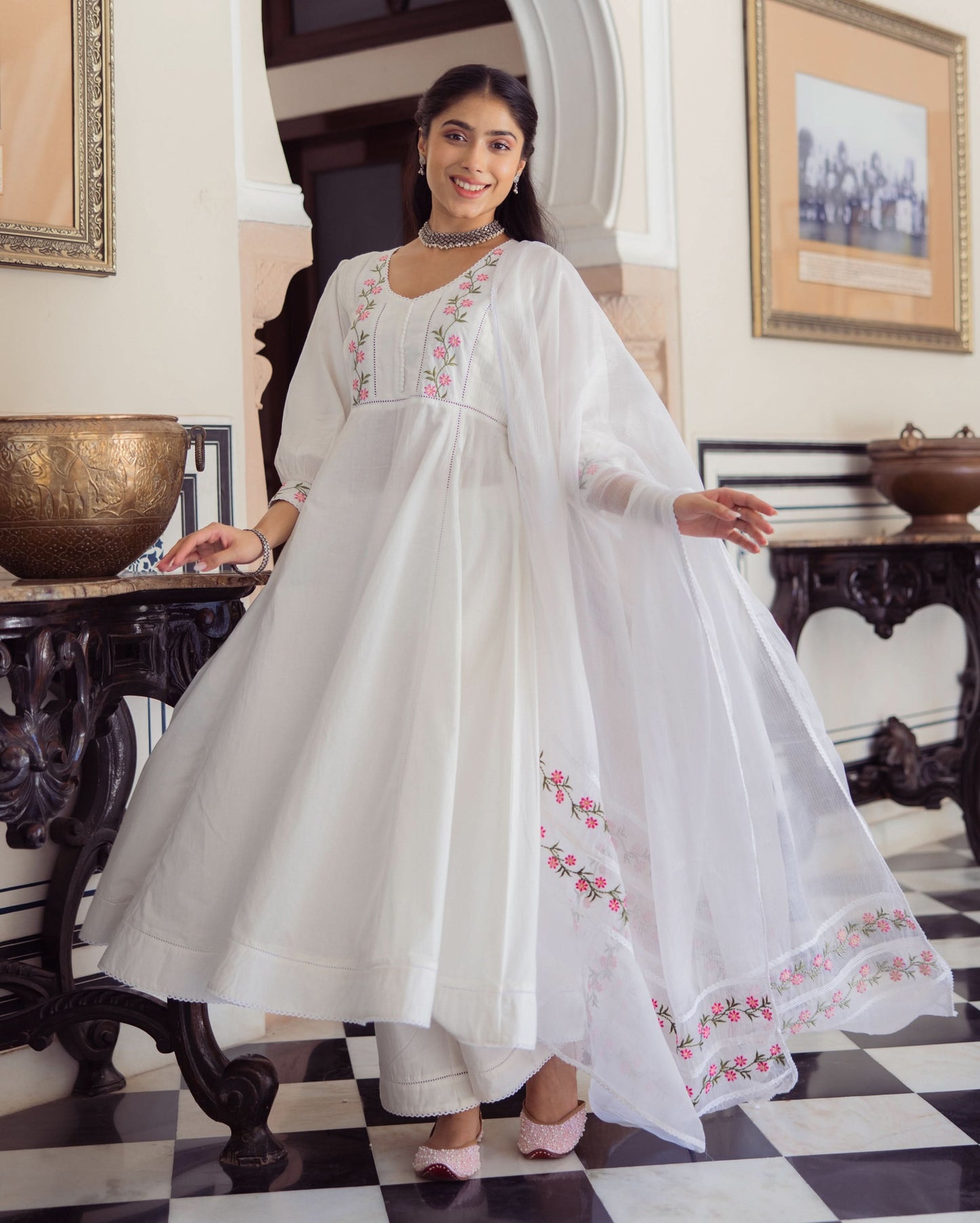 Rizz White Embroidered Cotton Suit Set