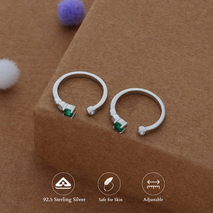 Green Harmony Adjustable 925 Silver Toering