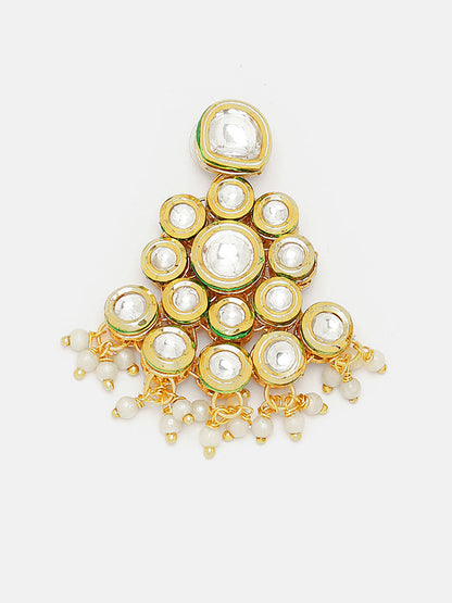 Priyaasi Flower Kundan Gold Plated Design Mini Pearls Elegant Drop Earrings