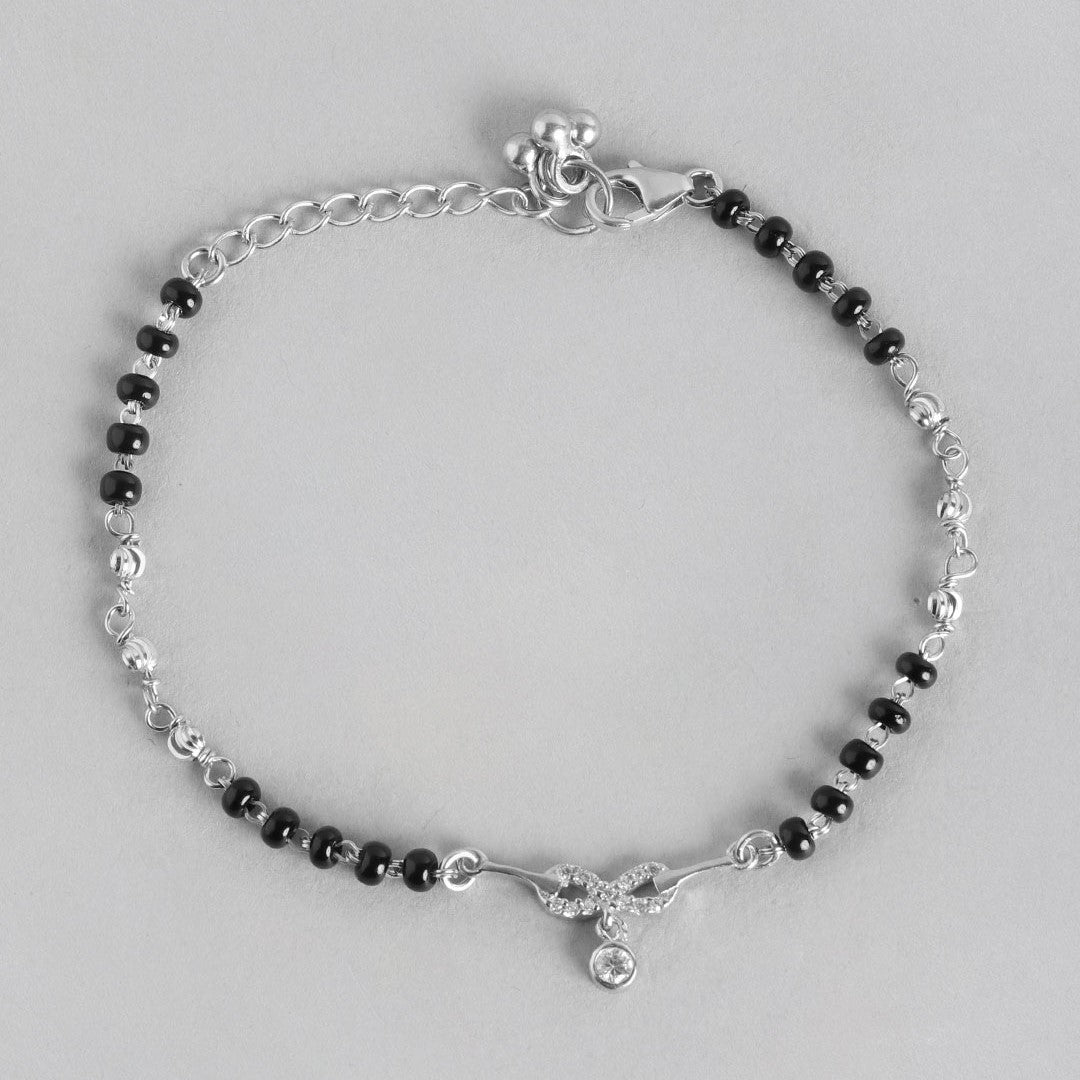 Infinity Rhodium Plated 925 Sterling Silver Necklace & Bracelet Mangalsutra Combo